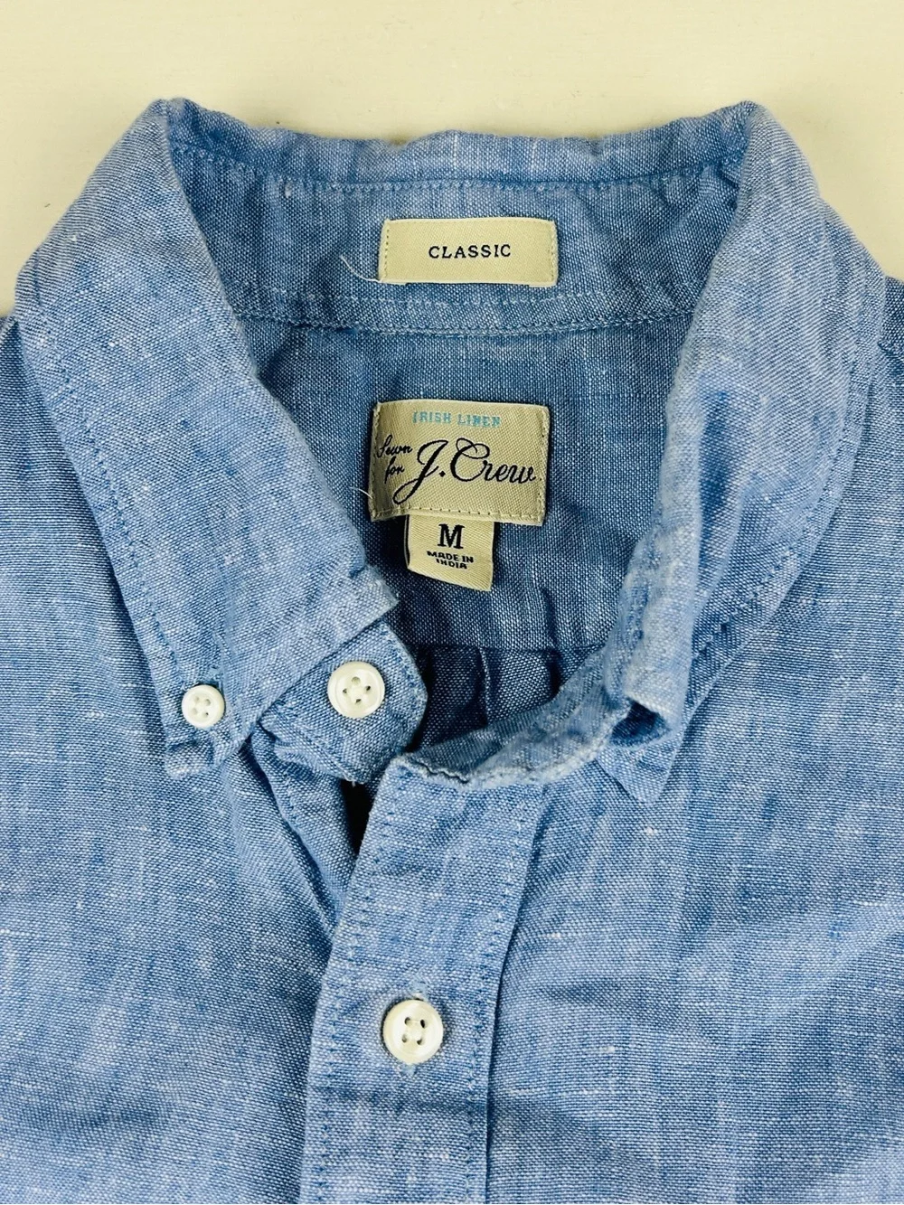 J Crew Baird Mcnutt Irish Linen Button Shirt Mens Medium Blue Short Sleeve